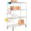 Nexel Chrome Curbside Wire Truck w/4 Shelves & Polyurethane Casters, 60L x 24W x 69H CS24604C